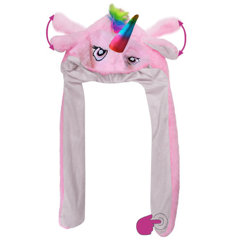 Σκούφος ροζ Μονόκερος με Αυτιά και Κίνηση 50x35cm