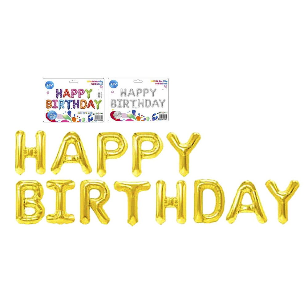 Φουσκωτό Μεταλλιζέ Happy Birthday Ύψος γραμμάτων=41cm
