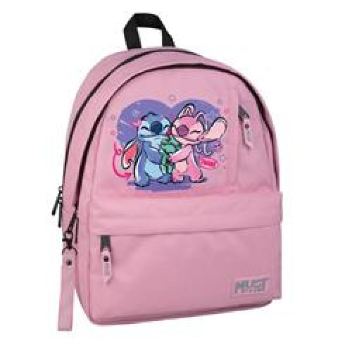 ΤΣΑΝΤΑ ΠΛΑΤΗΣ 32Χ19Χ42 2 ΚΕΝΤΡΙΚΕΣ ΘΗΚΕΣ ΡΟΖ ΑΠΑΛΟ ΜΕ ΓΚΡΙ STITCH & ANGEL